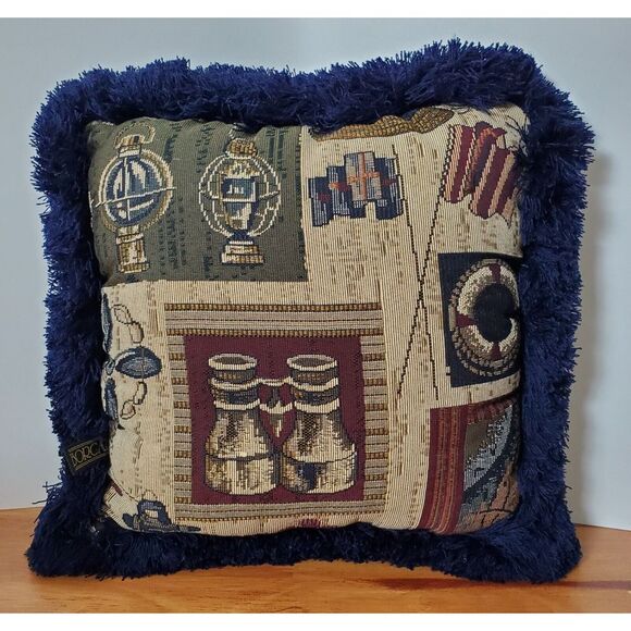 Borgata Vintage Pillow Maritime Nautical Naval Beach Sailing Anchor Sea‎ - Picture 1 of 4